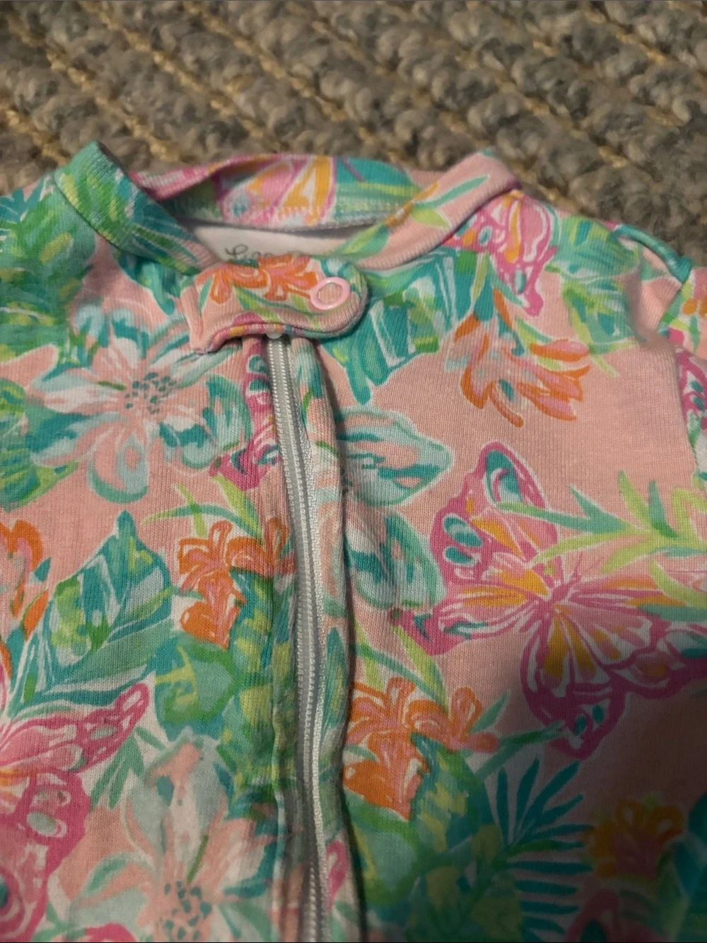Lilly Pulitzer- footed pajamas size 6-9 months